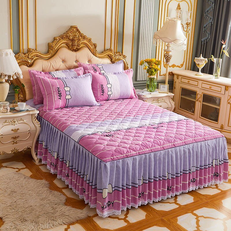 Lace Quilted Bed Skirt - Luxury King Size Bed Cover - Casatrail.com