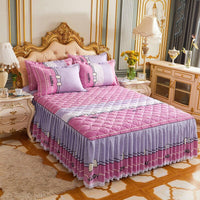 Thumbnail for Lace Quilted Bed Skirt - Luxury King Size Bed Cover - Casatrail.com