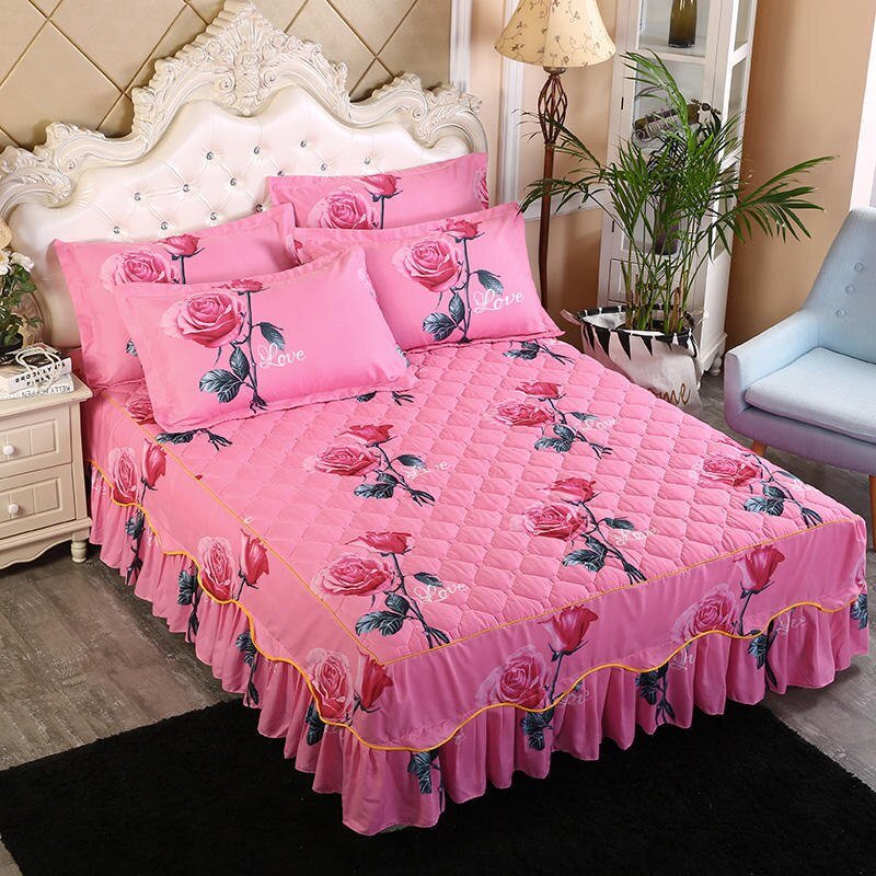 Lace Quilted Bed Skirt - Luxury King Size Bed Cover - Casatrail.com