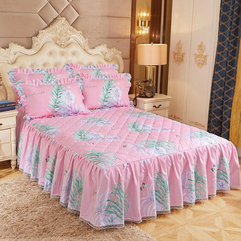 Lace Quilted Bed Skirt - Luxury King Size Bed Cover - Casatrail.com