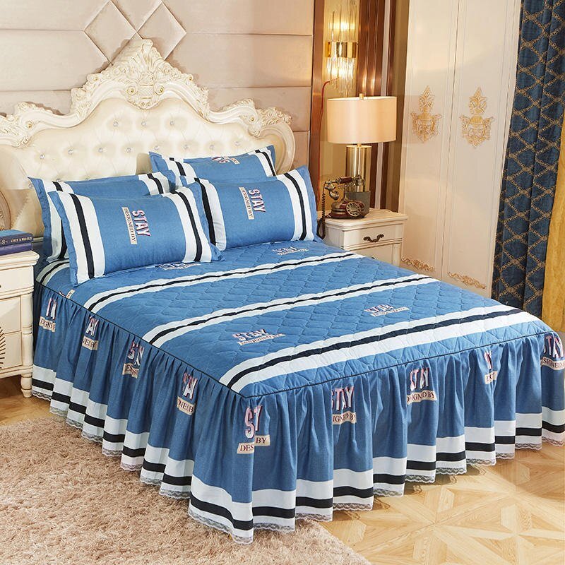 Lace Quilted Bed Skirt - Luxury King Size Bed Cover - Casatrail.com