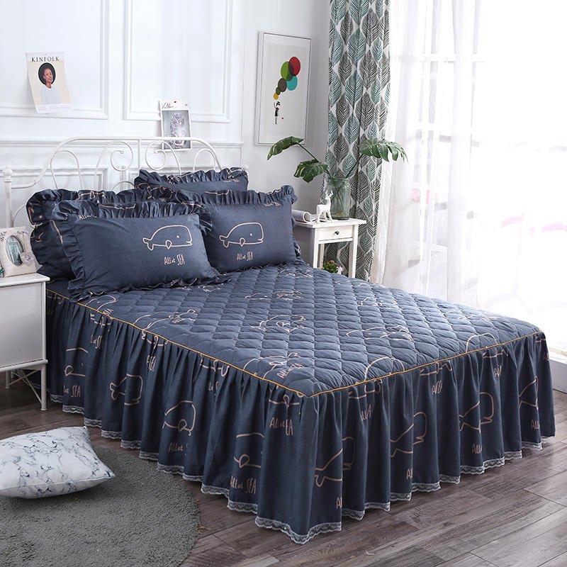 Lace Quilted Bed Skirt - Luxury King Size Bed Cover - Casatrail.com