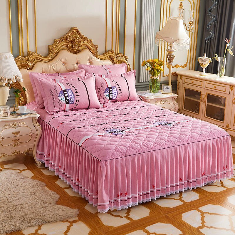 Lace Quilted Bed Skirt - Luxury King Size Bed Cover - Casatrail.com