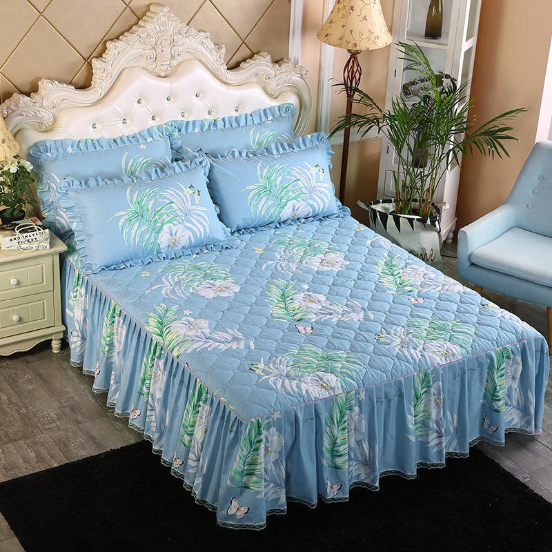 Lace Quilted Bed Skirt - Luxury King Size Bed Cover - Casatrail.com