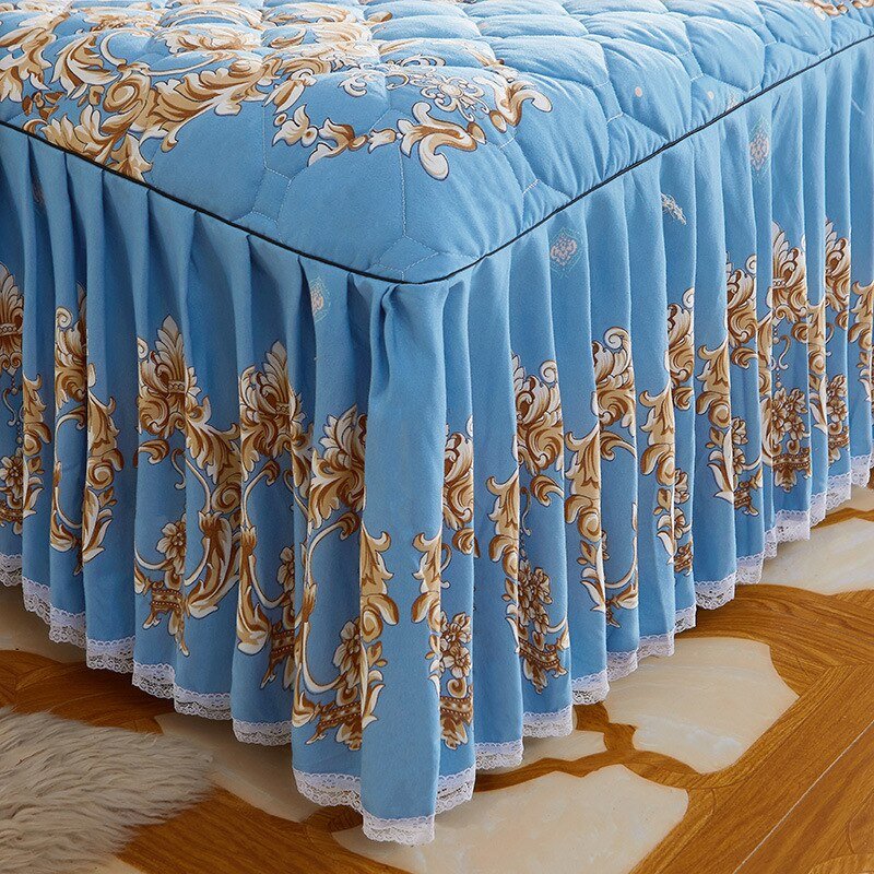 Lace Quilted Bed Skirt - Luxury King Size Bed Cover - Casatrail.com