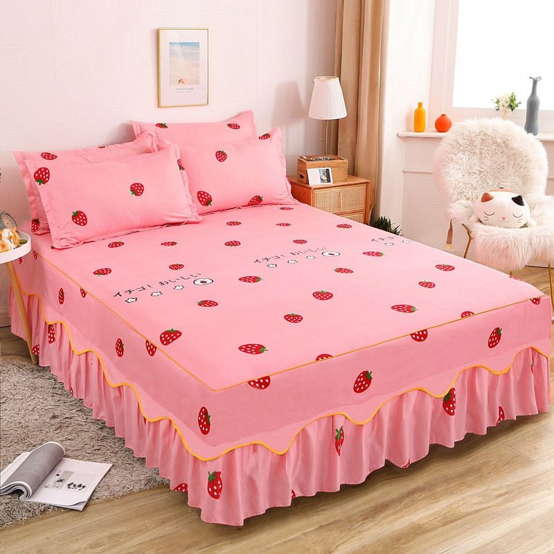 Lace Skirt Bed Sheet Set with Elastic Fitted Cover - Casatrail.com