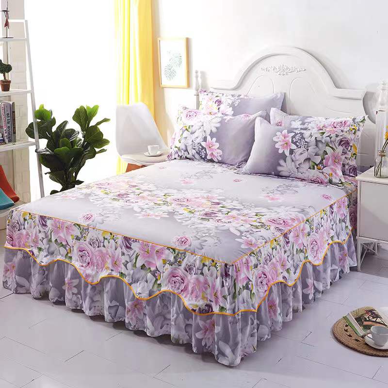 Lace Skirt Bed Sheet Set with Elastic Fitted Cover - Casatrail.com