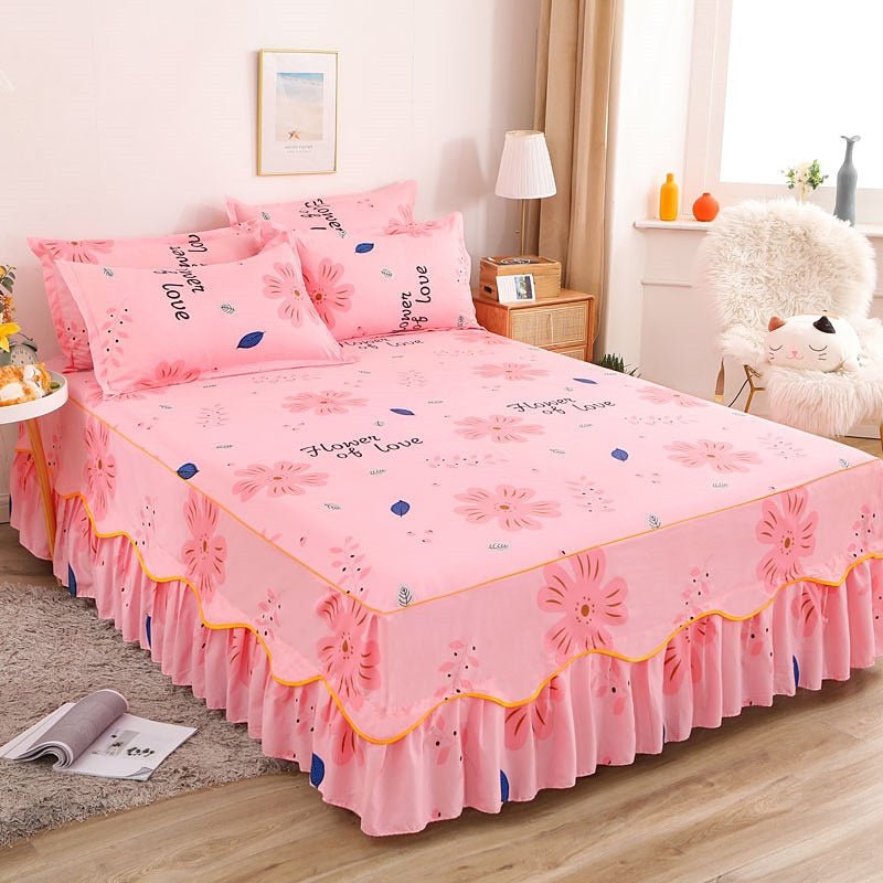 Lace Skirt Bed Sheet Set with Elastic Fitted Cover - Casatrail.com