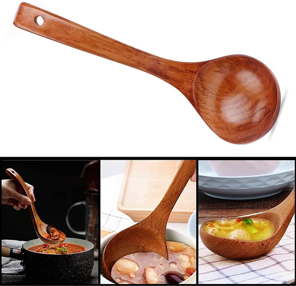 Large Wooden Ladle for Soup and Cooking Utensil - Casatrail.com