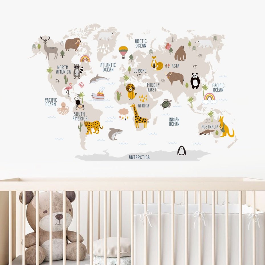 Large World Map Wall Stickers - Casatrail.com