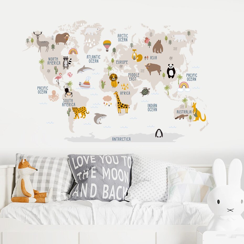 Large World Map Wall Stickers - Casatrail.com