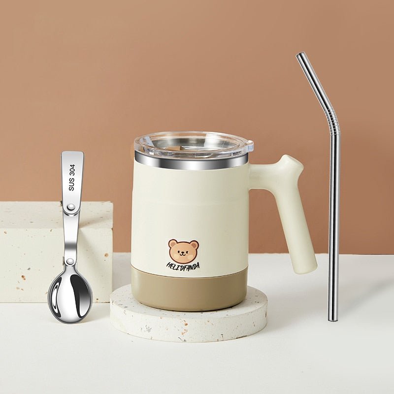 Leakproof Stainless Steel Coffee Mug with Straw 480ml - Casatrail.com