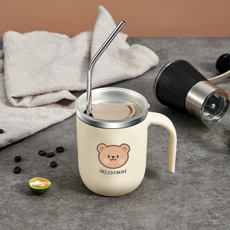 Leakproof Stainless Steel Coffee Mug with Straw 480ml - Casatrail.com