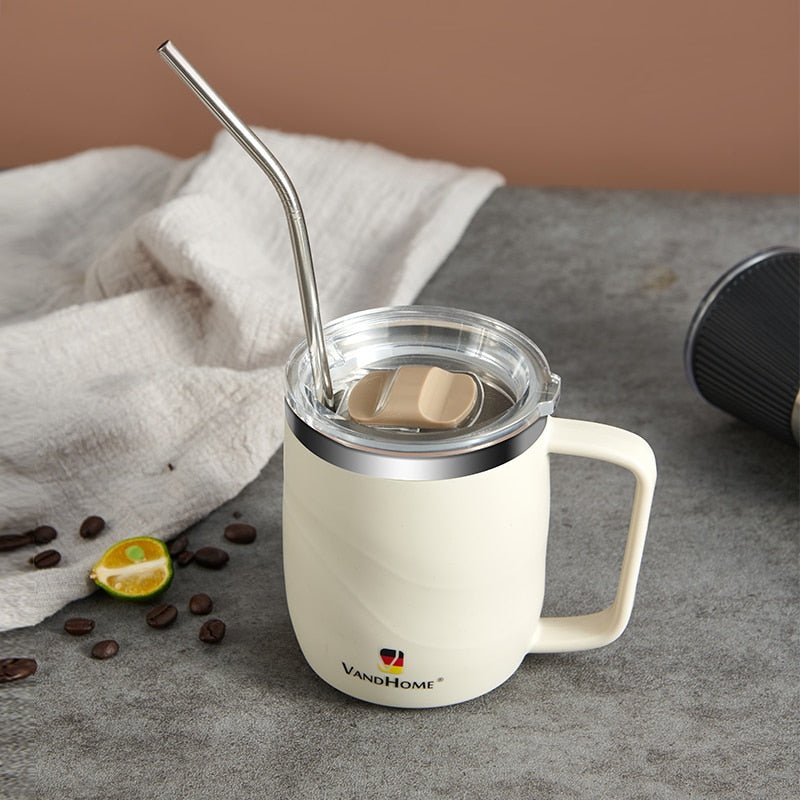 Leakproof Stainless Steel Coffee Mug with Straw 480ml - Casatrail.com