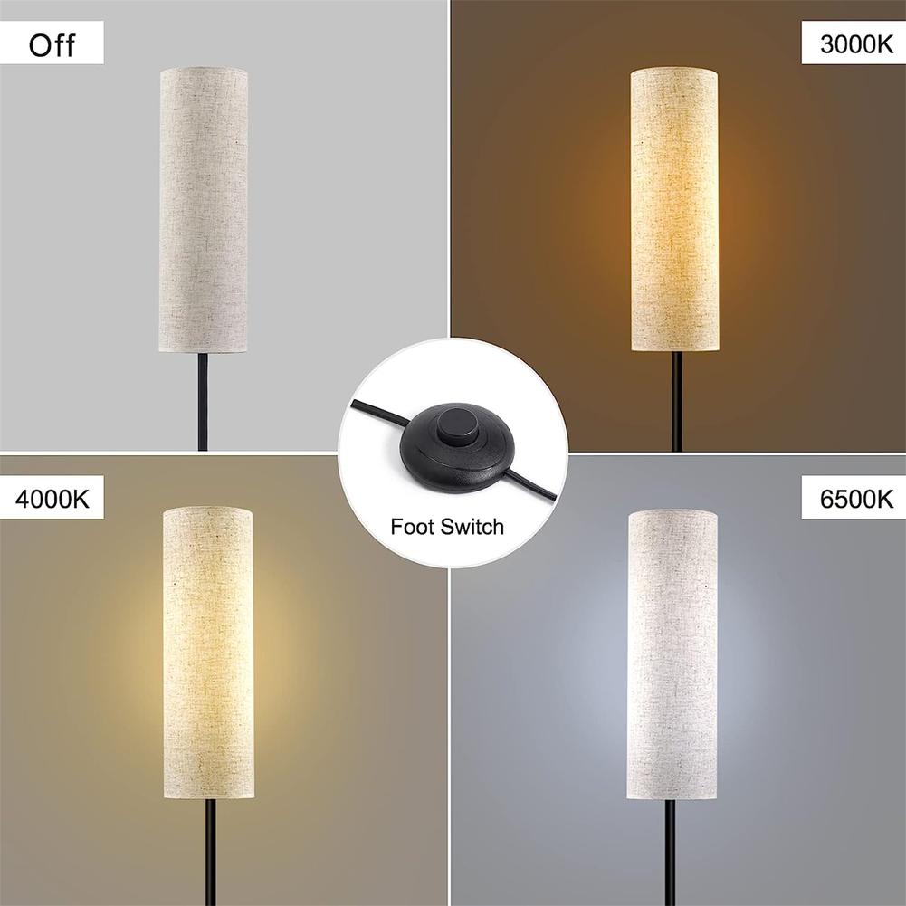 LED Floor Lamp 3 - Color E27 Bulb Linen Shade for Bedrooms and Offices - Casatrail.com