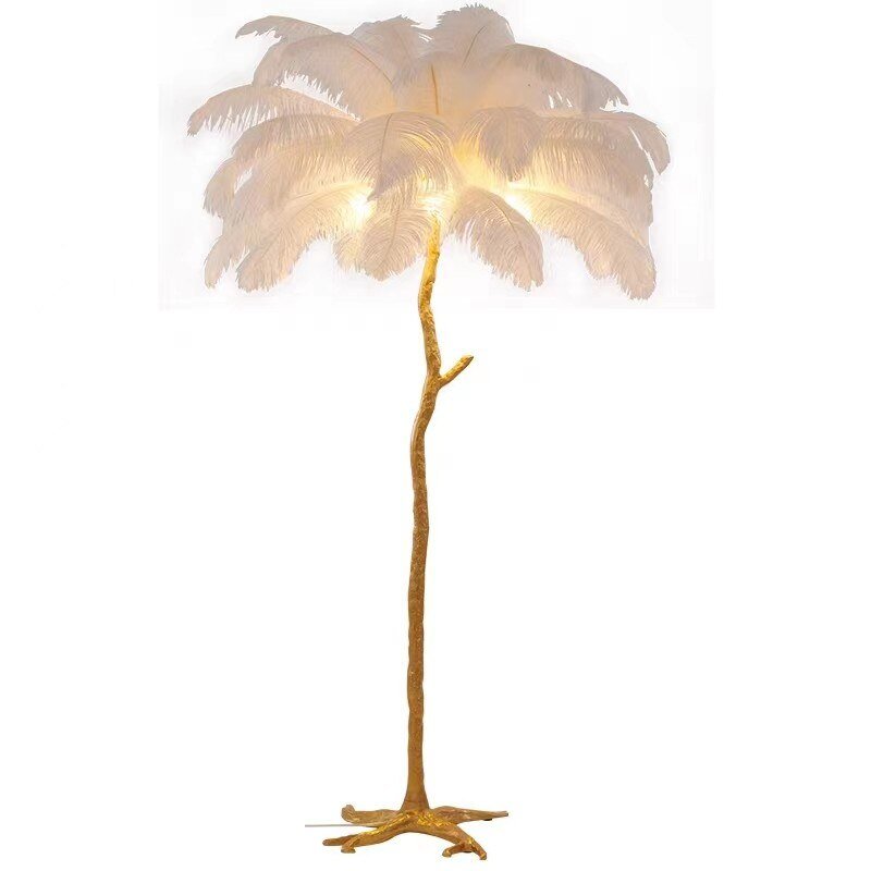 LED Floor Lamp Ostrich Feather Resin Design - Casatrail.com