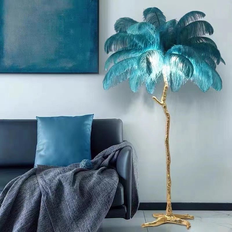 LED Floor Lamp Ostrich Feather Resin Design - Casatrail.com