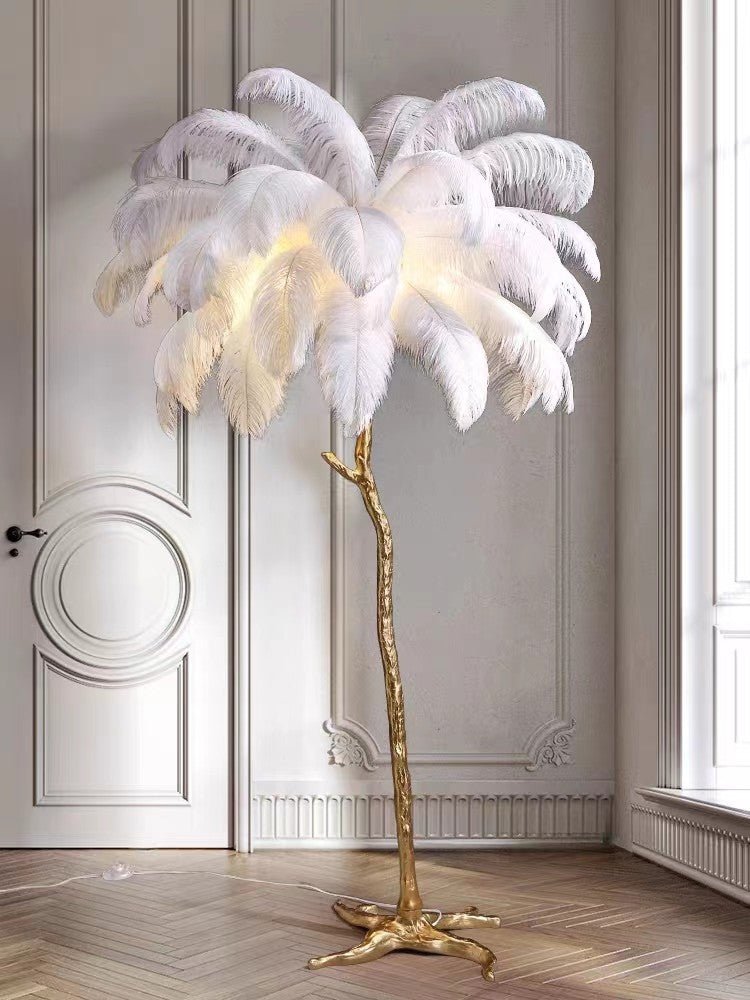 LED Floor Lamp Ostrich Feather Resin Design - Casatrail.com