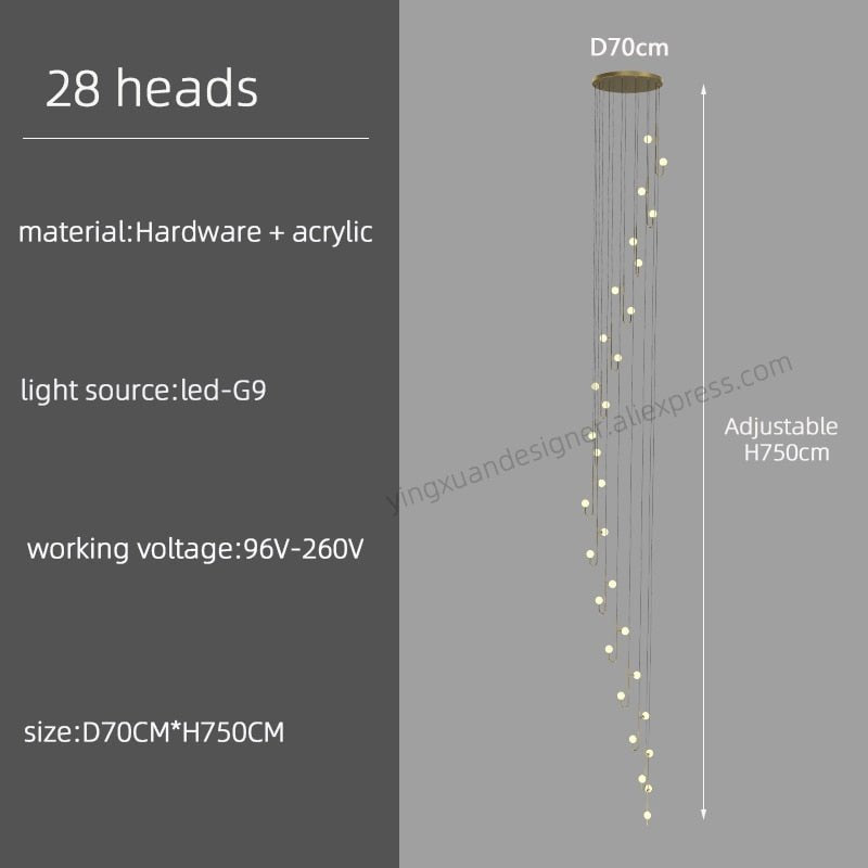 LED Pendant Lamp for Spiral Staircase Lighting - Casatrail.com