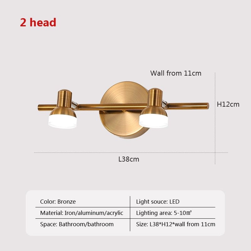 LED Wall Lamp Mirror Headlight Bathroom Bedroom - Casatrail.com