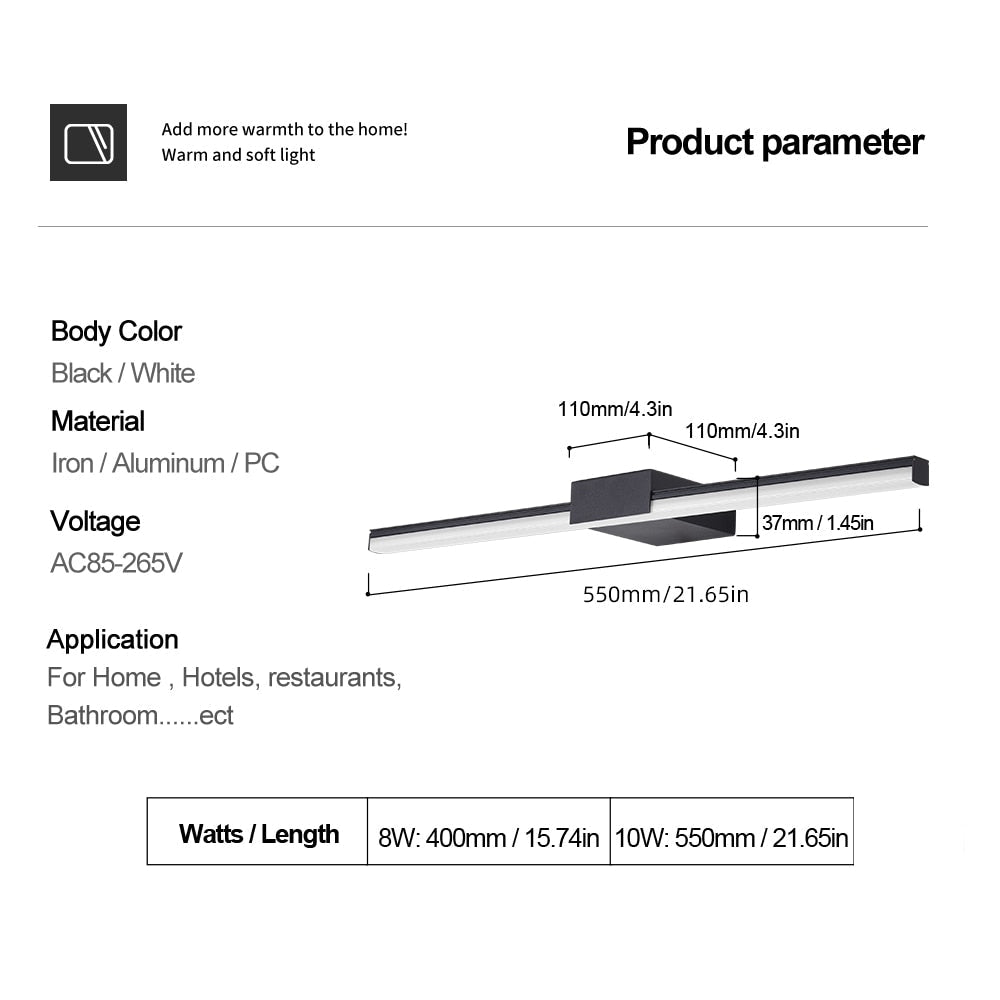 LED Wall Lamp Modern Sconces Mirror Fixtures - Casatrail.com