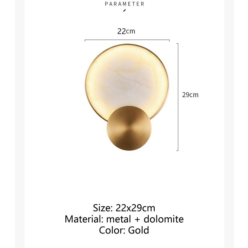 LED Wall Lamp with Marble Design and Gold Accents - Casatrail.com