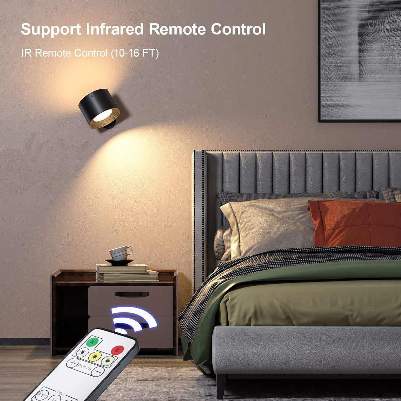 LED Wall Lamp with USB Charging and Remote Control - Casatrail.com