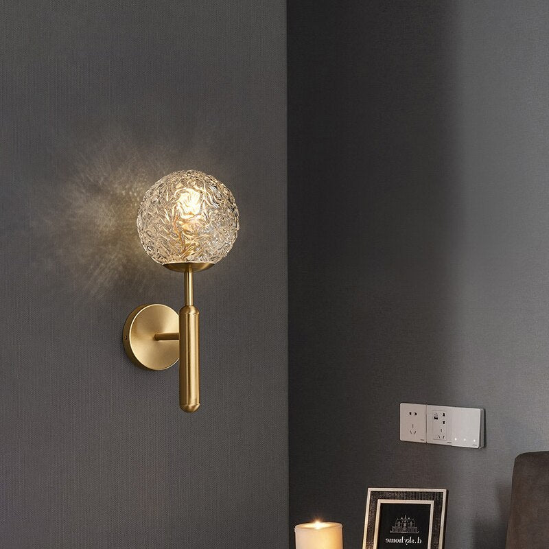 LED Wall Light with Gold Copper Glass Decor - Casatrail.com