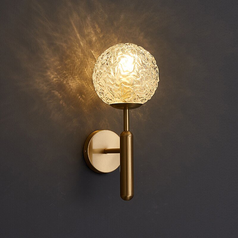 LED Wall Light with Gold Copper Glass Decor - Casatrail.com