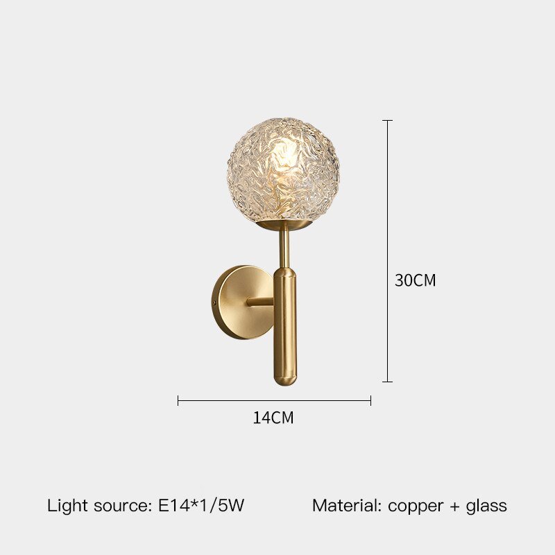 LED Wall Light with Gold Copper Glass Decor - Casatrail.com