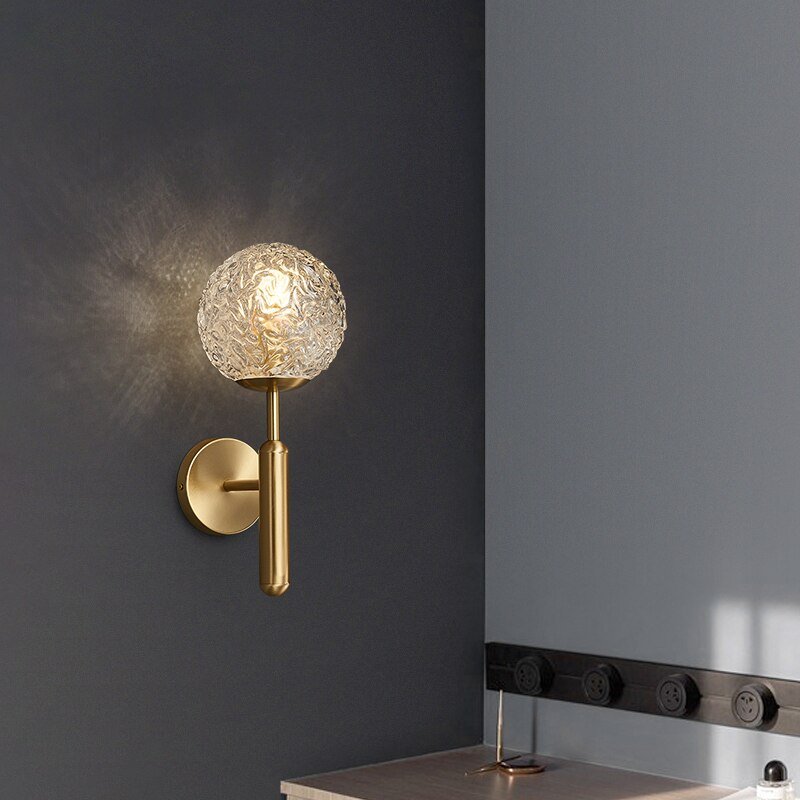 LED Wall Light with Gold Copper Glass Decor - Casatrail.com