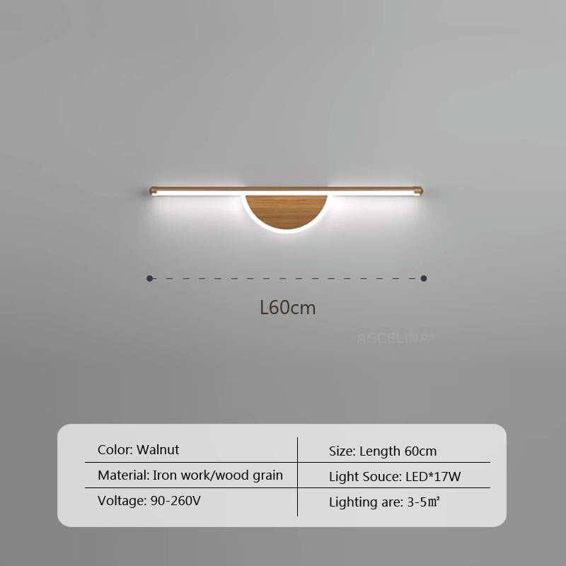 LED Walnut Wood Wall Light for Bedroom and Bathroom - Casatrail.com