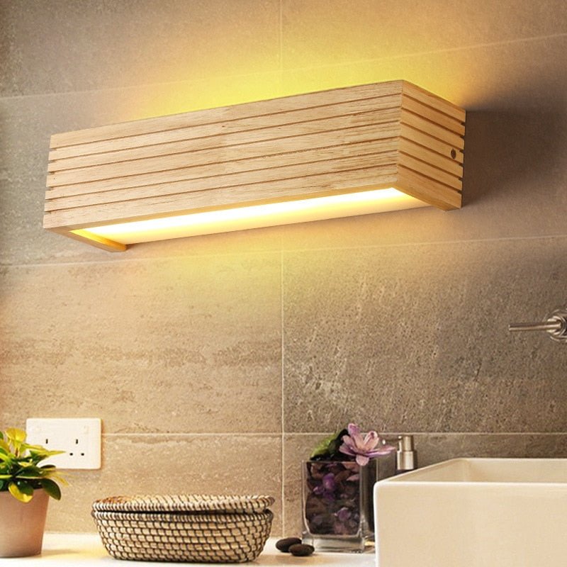 Led Wooden Mirror Wall Lamps Bathroom Vanity Lights - Casatrail.com