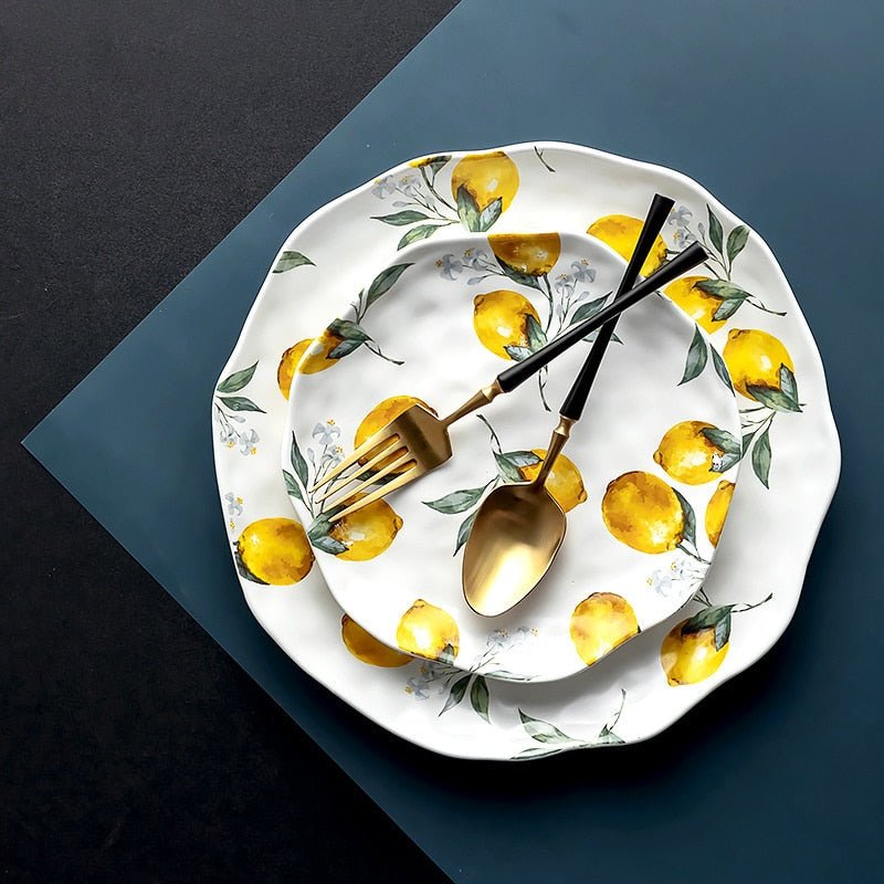 Lemon Ceramic Dinner Plates Irregular Salad Platter - Casatrail.com