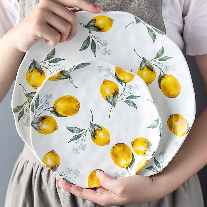 Lemon Ceramic Dinner Plates Irregular Salad Platter - Casatrail.com