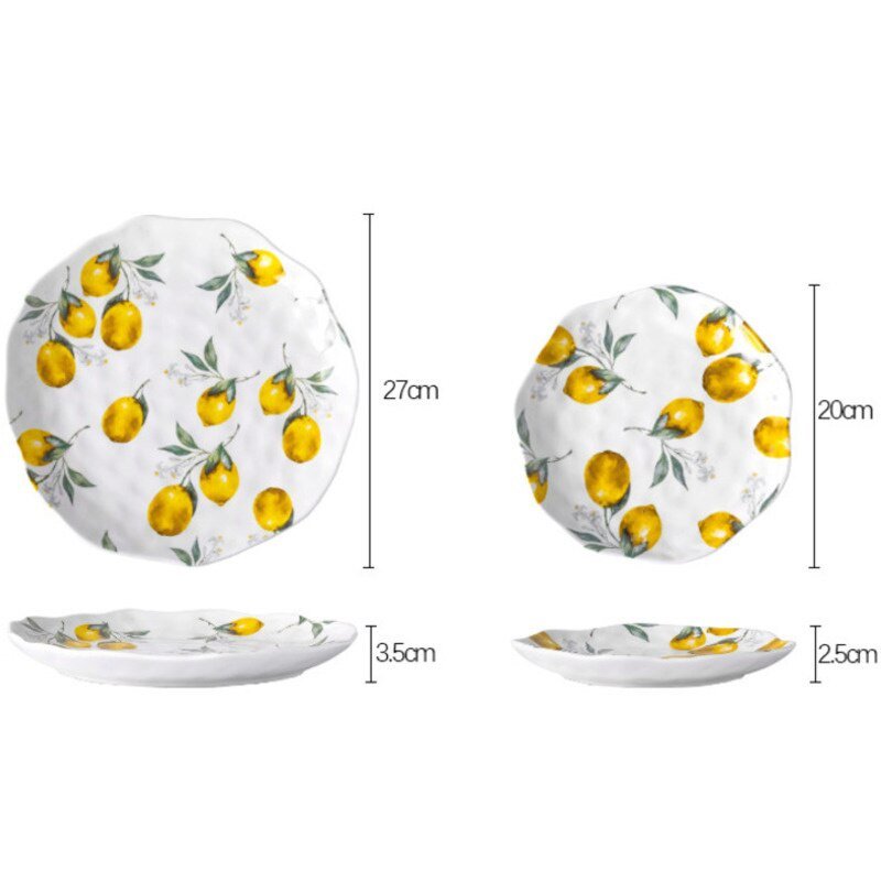 Lemon Ceramic Dinner Plates Irregular Salad Platter - Casatrail.com