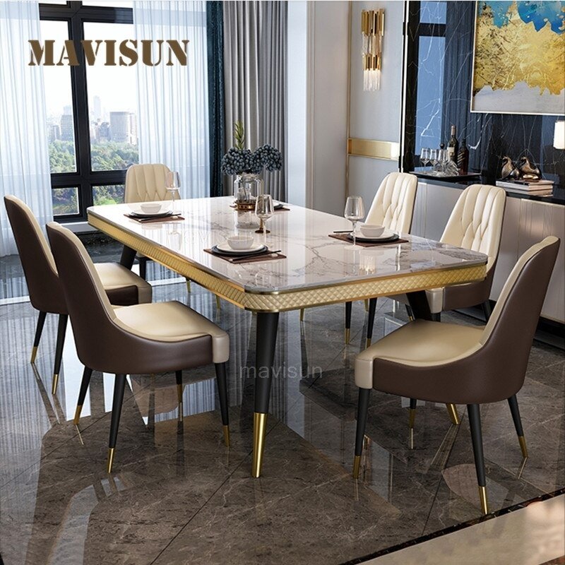 Light Luxury Dining Room Sets with Marble Tabletop - Casatrail.com