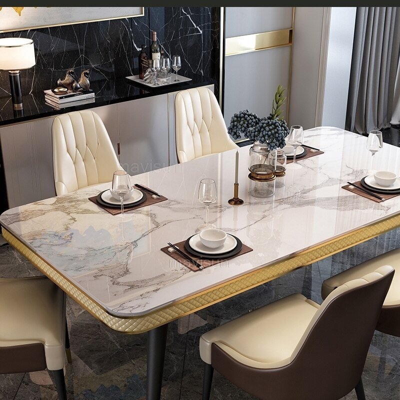 Light Luxury Dining Room Sets with Marble Tabletop - Casatrail.com