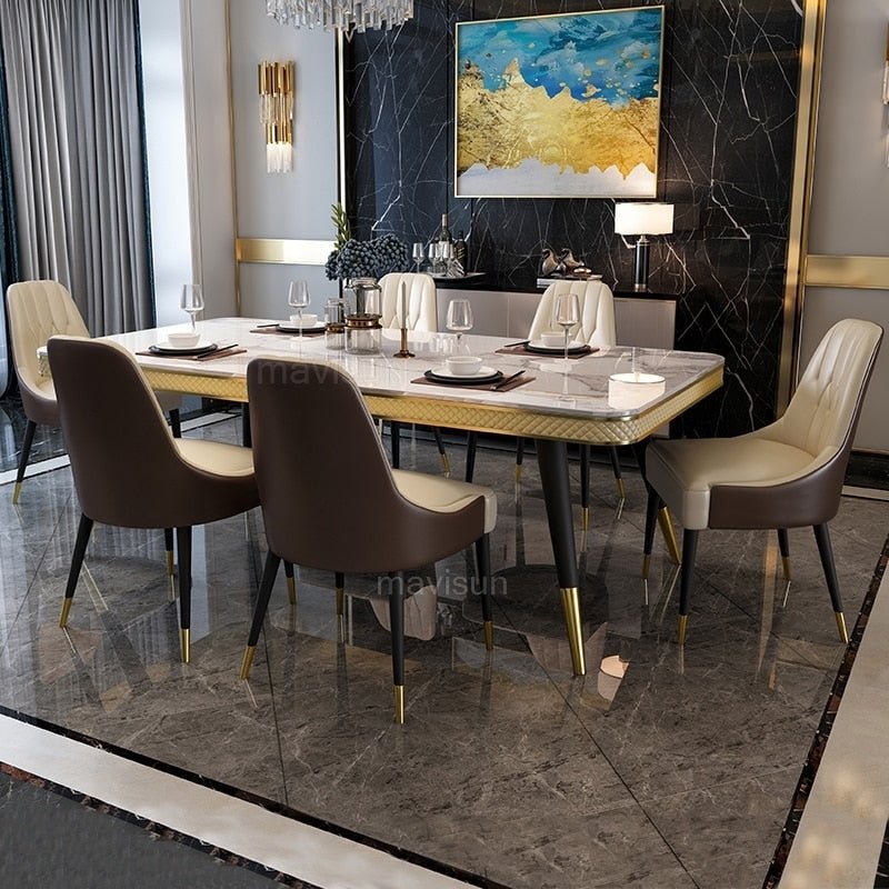 Light Luxury Dining Room Sets with Marble Tabletop - Casatrail.com