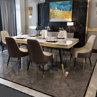 Thumbnail for Light Luxury Dining Room Sets with Marble Tabletop - Casatrail.com