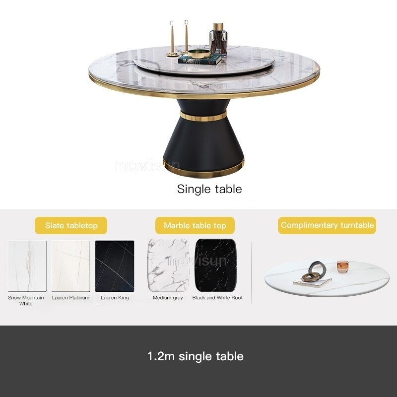 Light Luxury Marble Dining Table And Chair Combination With Turntable - Casatrail.com
