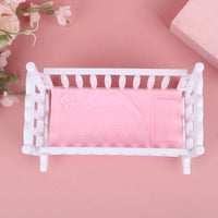 Thumbnail for Light Pink and White Dollhouse Baby Doll Shaker Toy Bed Cradle - Casatrail.com