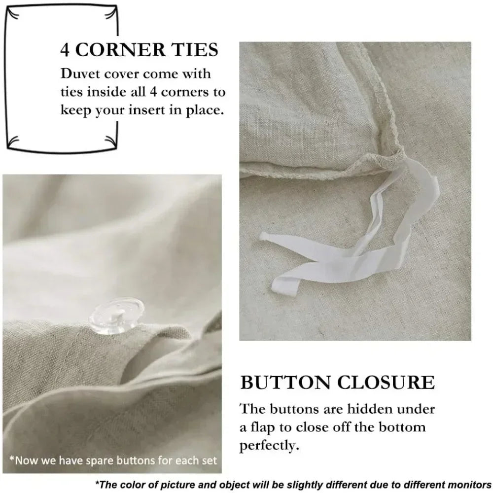 Linen Duvet Cover Set with Embroidery - 3 Pieces - Casatrail.com