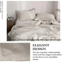 Thumbnail for Linen Duvet Cover Set with Embroidery - 3 Pieces - Casatrail.com
