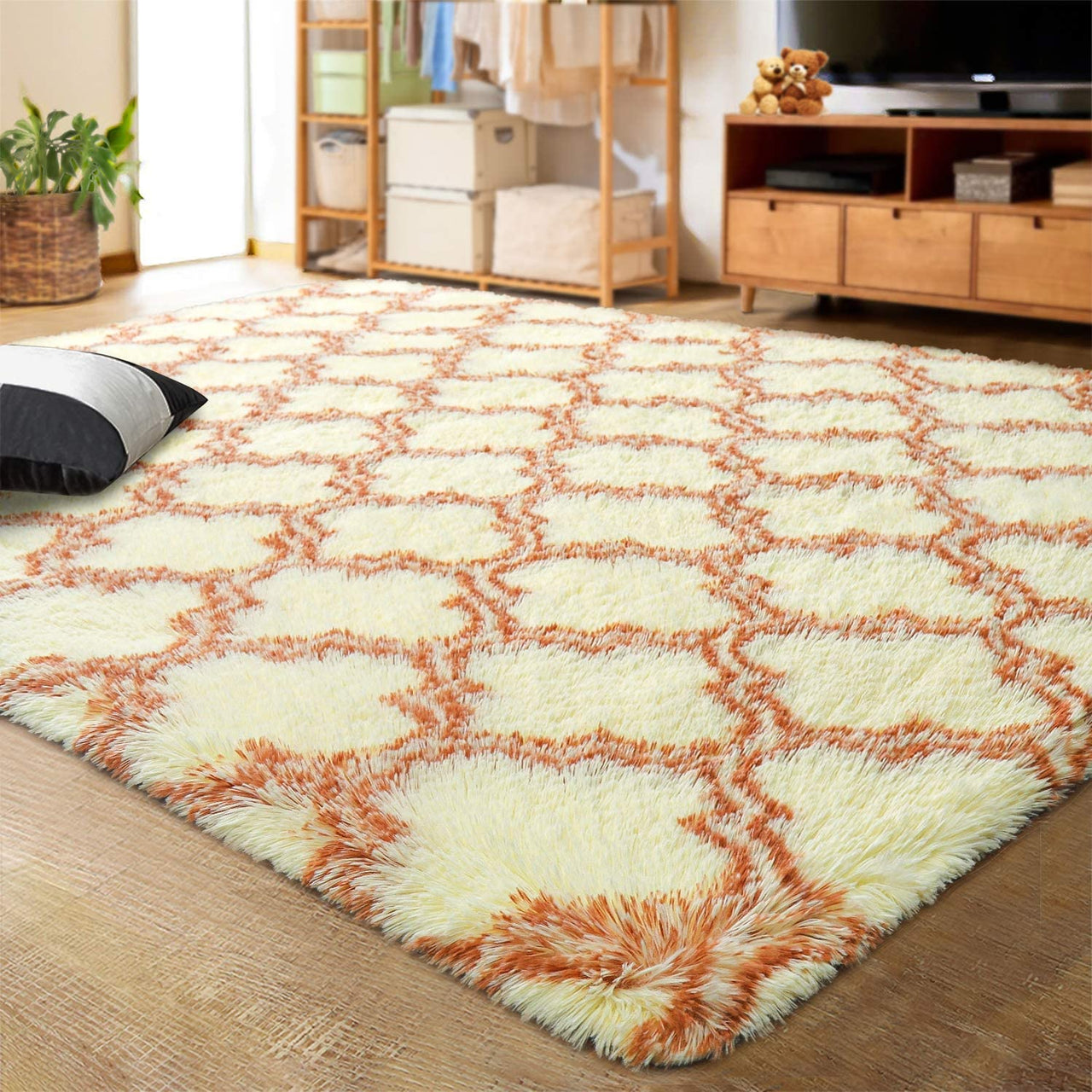 Living Room Carpets Luxury Shag Area Rug Modern Indoor Plush Fluffy Rugs - Casatrail.com