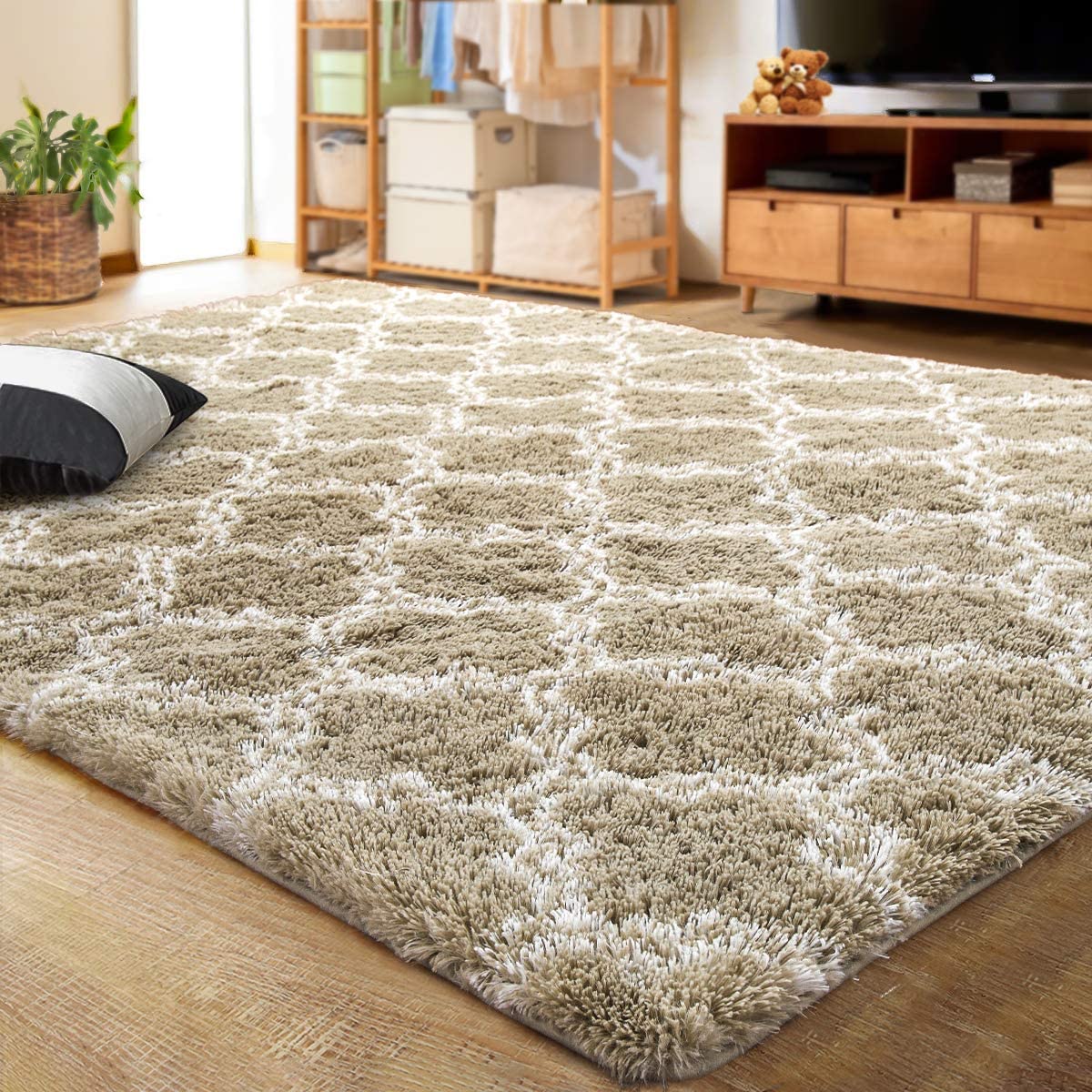 Living Room Carpets Luxury Shag Area Rug Modern Indoor Plush Fluffy Rugs - Casatrail.com