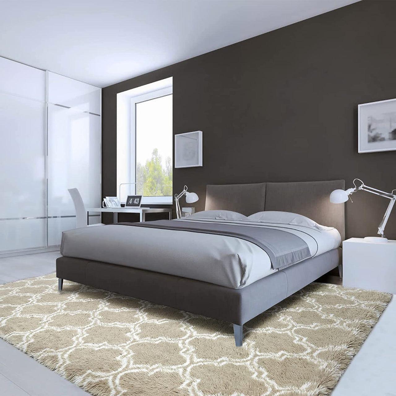 Living Room Carpets Luxury Shag Area Rug Modern Indoor Plush Fluffy Rugs - Casatrail.com