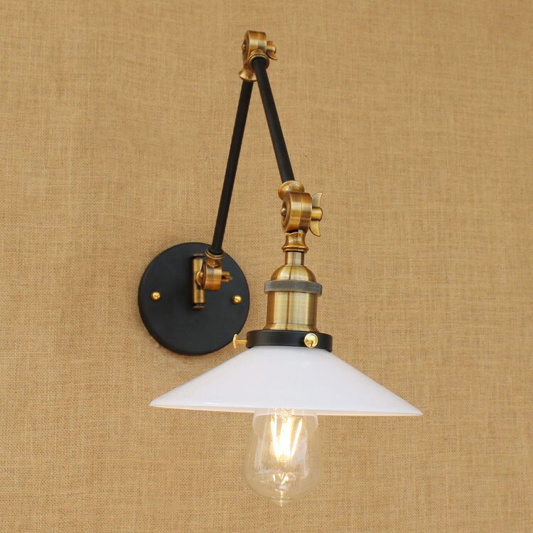 Loft Industrial Glass Wall Light - Rustic Swing Arm Design - Casatrail.com