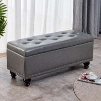 Thumbnail for Long Storage Shoe Bench with Changing Stool and Rectangular Ottoman - Casatrail.com