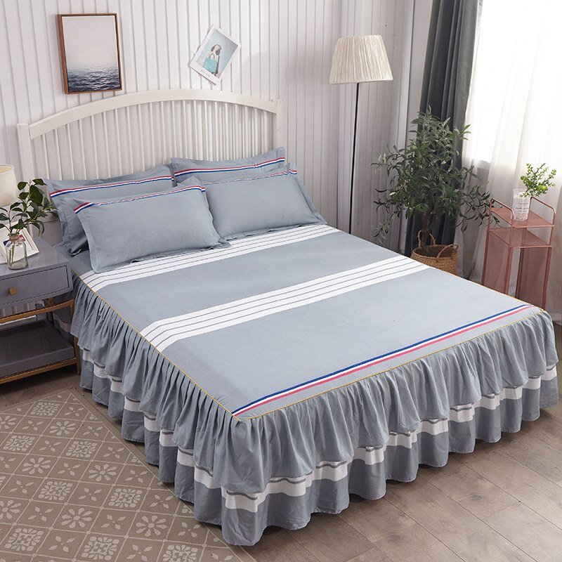 Lotus Leaf Non - slip Bed Skirt with Flowers Bed Sheet - Casatrail.com